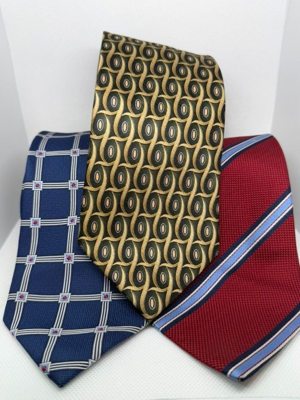 Jos. A. Bank Executive Collection Silk Ties Set Of 3 - Red Blue & Gold Patterns